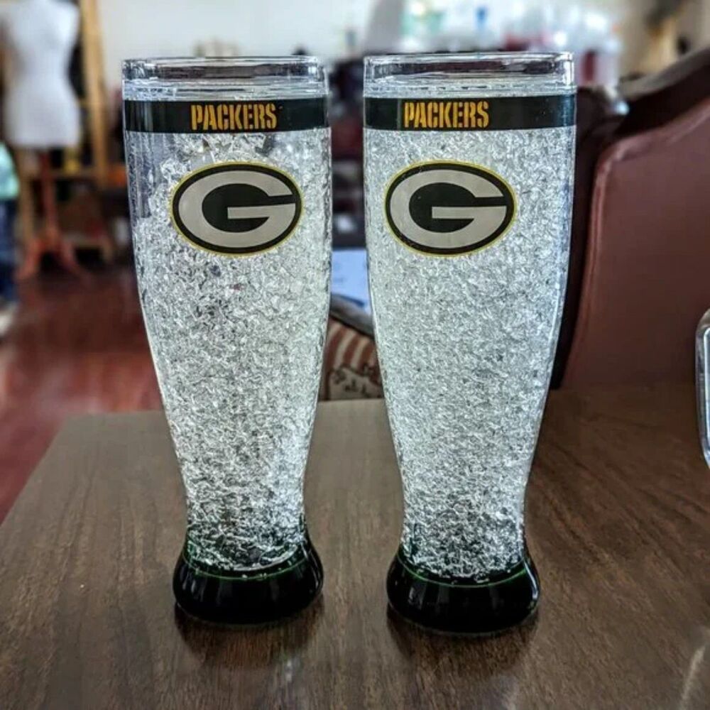 Duck House NFL Green Bay Packers Freezable Gel Pilsner Glasses (Set 2)